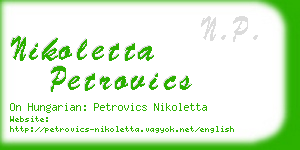 nikoletta petrovics business card